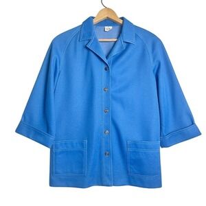 vtg Graff Californiawear Women's Button Down‎ Blazer Jacket blue 60s 70s sz M
